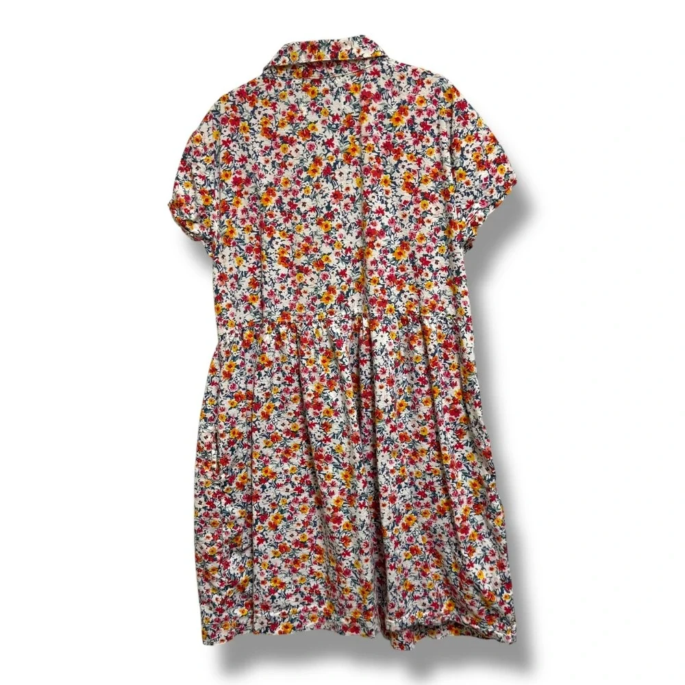 Old Navy Floral Short Sleeve Floral Print Swing Dress‎ Size M 8 Blue Red Yellow